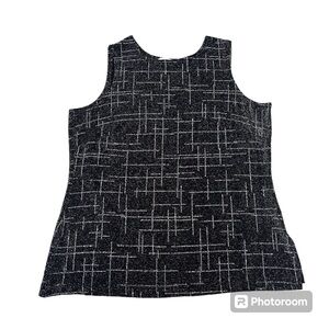 Annex size 1X women’s top black tank with silver bedazzled sparkling design
